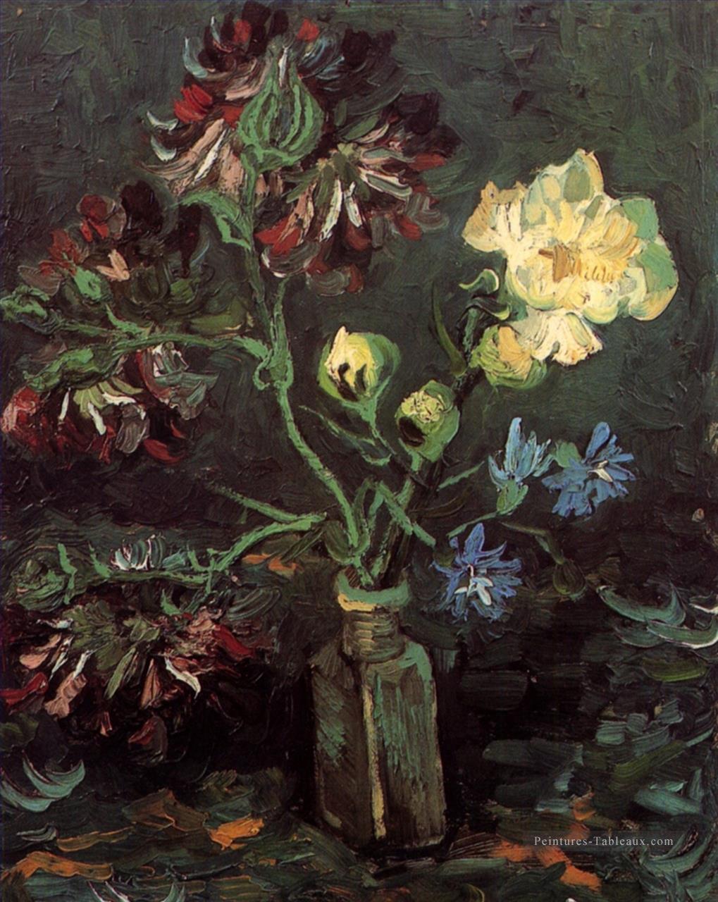 Vase avec myosotis et pivoines Vincent van Gogh Peintures à l'huile